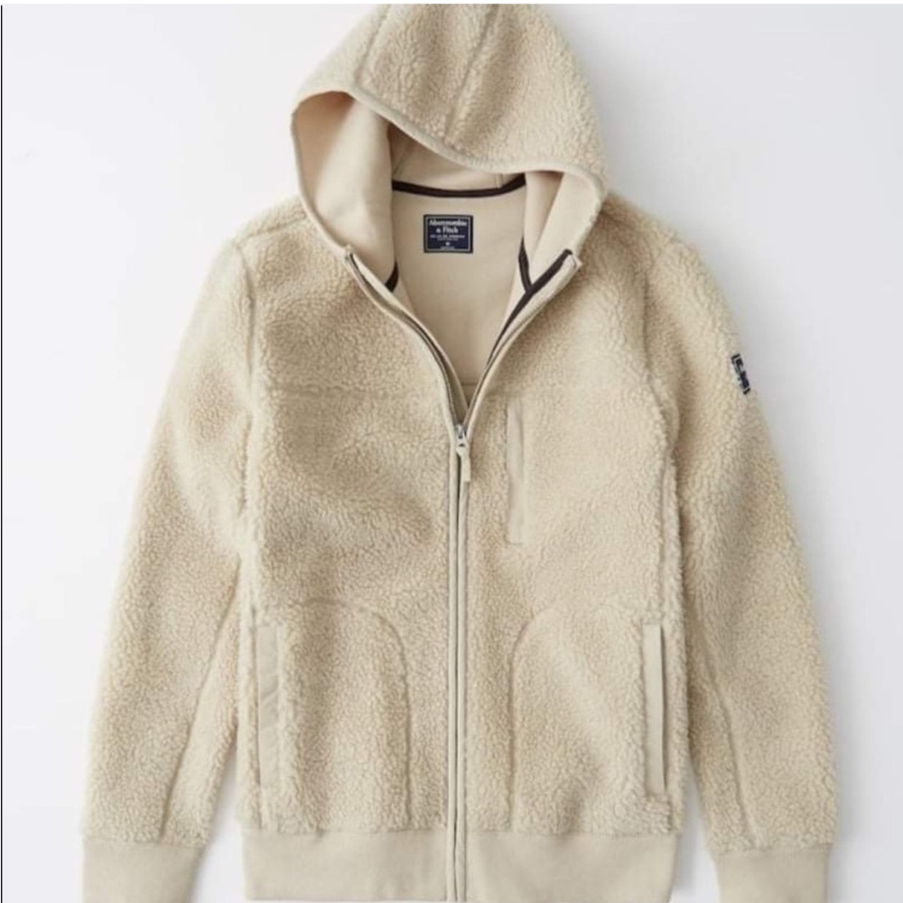 Abercrombie & Fitch Beige Sherpa Hoodie